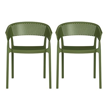 Outdoor Modern Stackable Plastic Resin Patio Dining Armchair (Set of 2)