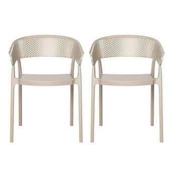 Outdoor Modern Stackable Plastic Resin Patio Dining Armchair (Set of 2)