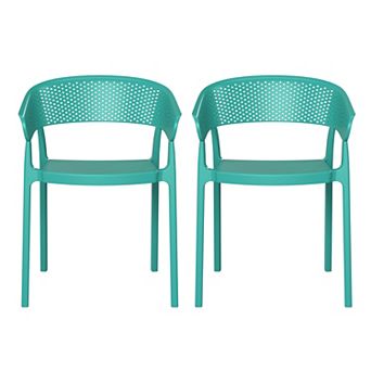 Outdoor Modern Stackable Plastic Resin Patio Dining Armchair (Set of 2)