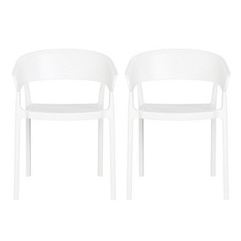 Outdoor Modern Stackable Plastic Resin Patio Dining Armchair (Set of 2)