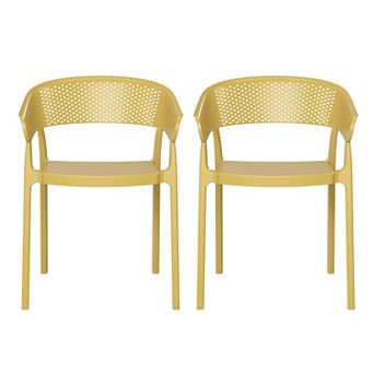 Outdoor Modern Stackable Plastic Resin Patio Dining Armchair (Set of 2)