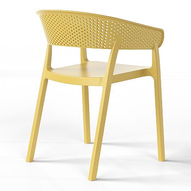 5-Piece Outdoor Resin Square Patio Dining Table Set with Stackable Patio Dining Chairs
