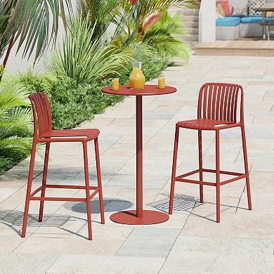 3-Piece Patio Adjustable Bar Table with Stackable Patio Bar Stools