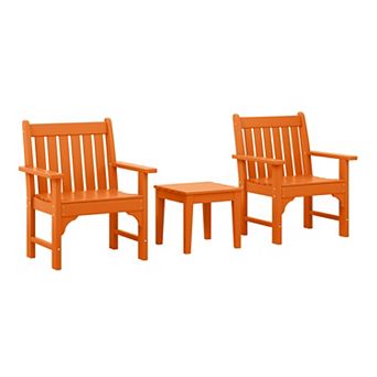 Outdoor Patio 3 pc HDPE Adirondack Garden Chairs with Square Adirondack Side Table Set