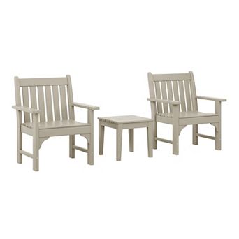 Outdoor Patio 3 pc HDPE Adirondack Garden Chairs with Square Adirondack Side Table Set