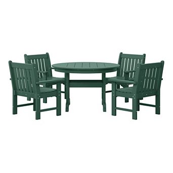 5 pc HDPE Outdoor Patio Chair and Round Table Dining Set