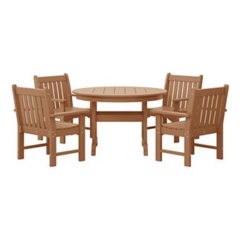 5 pc HDPE Outdoor Patio Chair and Round Table Dining Set