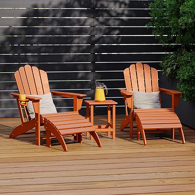5-Piece Adirondack Chair with Folding Ottoman and Table Set