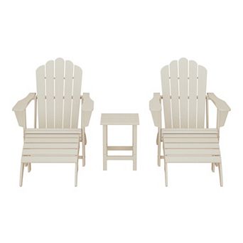 5 pc Adirondack Chair with Folding Ottoman and Table Set