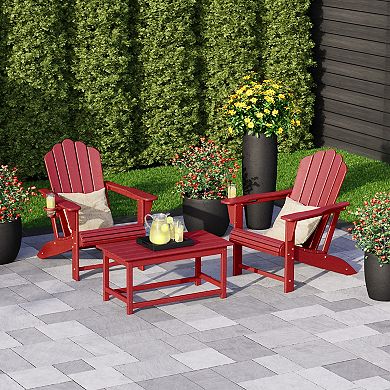 3-Piece Adirondack Chairs with Cup Holders and Coffee Table Set