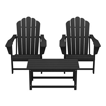 3 pc Adirondack Chairs with Cup Holders and Coffee Table Set
