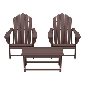 3 pc Adirondack Chairs with Cup Holders and Coffee Table Set