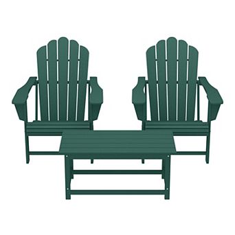 3 pc Adirondack Chairs with Cup Holders and Coffee Table Set
