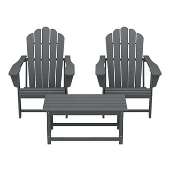 3 pc Adirondack Chairs with Cup Holders and Coffee Table Set