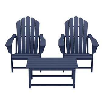 3 pc Adirondack Chairs with Cup Holders and Coffee Table Set