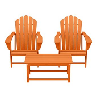 3 pc Adirondack Chairs with Cup Holders and Coffee Table Set