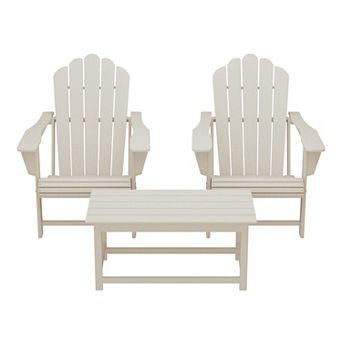 3 pc Adirondack Chairs with Cup Holders and Coffee Table Set