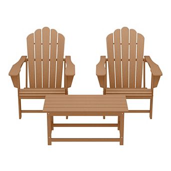 3 pc Adirondack Chairs with Cup Holders and Coffee Table Set