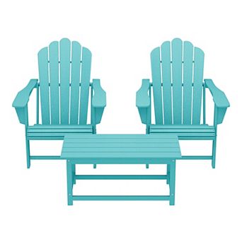 3 pc Adirondack Chairs with Cup Holders and Coffee Table Set