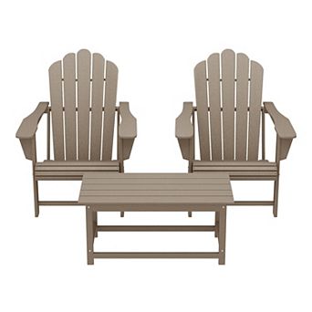 3 pc Adirondack Chairs with Cup Holders and Coffee Table Set