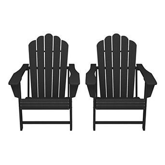 Outdoor Patio HDPE Adirondack Chairs With Cup Holders (Set of 2)