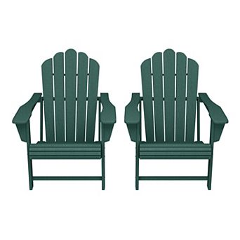 Outdoor Patio HDPE Adirondack Chairs With Cup Holders (Set of 2)