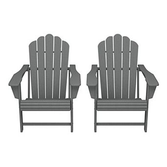 Outdoor Patio HDPE Adirondack Chairs With Cup Holders (Set of 2)