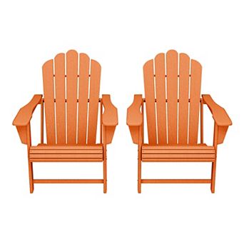 Outdoor Patio HDPE Adirondack Chairs With Cup Holders (Set of 2)