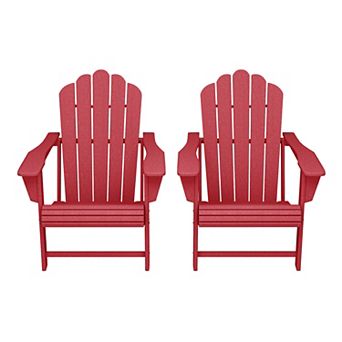 Outdoor Patio HDPE Adirondack Chairs With Cup Holders (Set of 2)