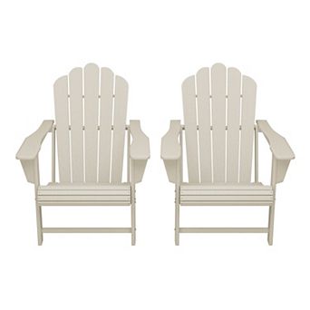 Outdoor Patio HDPE Adirondack Chairs With Cup Holders (Set of 2)