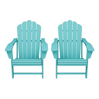 Outdoor Patio HDPE Adirondack Chairs With Cup Holders (Set of 2)