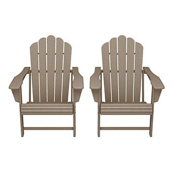 Outdoor Patio HDPE Adirondack Chairs With Cup Holders (Set of 2)