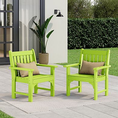 Outdoor Patio HDPE Adirondack Dining Arm Chairs (Set of 2)
