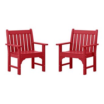 Outdoor Patio HDPE Adirondack Dining Arm Chairs (Set of 2)