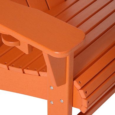 3-Piece Outdoor Patio HDPE Adirondack Chair With Cup Holder and Table Set