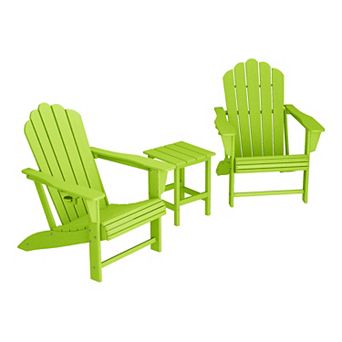 3 pc Outdoor Patio HDPE Adirondack Chair With Cup Holder and Table Set