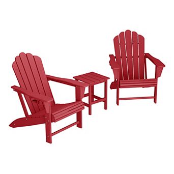 3 pc Outdoor Patio HDPE Adirondack Chair With Cup Holder and Table Set