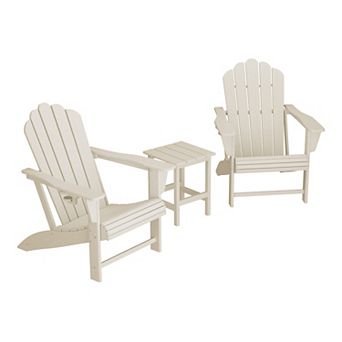 3 pc Outdoor Patio HDPE Adirondack Chair With Cup Holder and Table Set