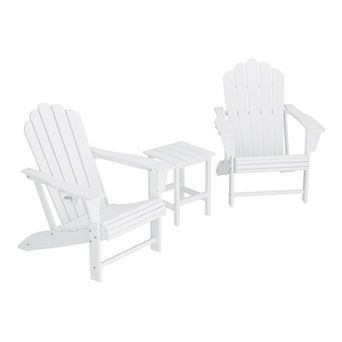 3 pc Outdoor Patio HDPE Adirondack Chair With Cup Holder and Table Set