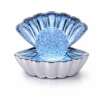 6" x 7" Aqua Clam Shell Glitter Globe USB Table Lamp