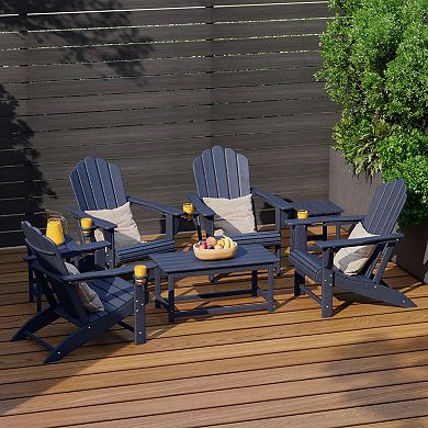 7-Piece HDPE Outdoor Patio Furniture Adirondack Conversation Set