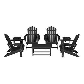 7 pc HDPE Outdoor Patio Furniture Adirondack Conversation Set