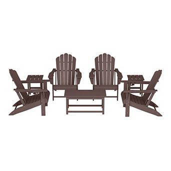 7 pc HDPE Outdoor Patio Furniture Adirondack Conversation Set