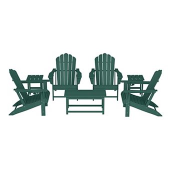 7 pc HDPE Outdoor Patio Furniture Adirondack Conversation Set