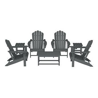 7 pc HDPE Outdoor Patio Furniture Adirondack Conversation Set
