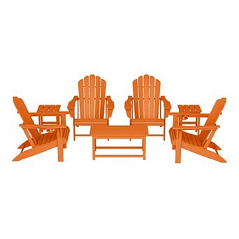7 pc HDPE Outdoor Patio Furniture Adirondack Conversation Set