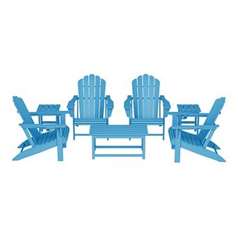 7 pc HDPE Outdoor Patio Furniture Adirondack Conversation Set