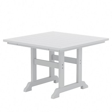 5-Piece HDPE Square Patio Dining Table Set with Foldable Chairs