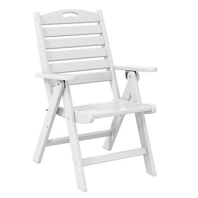 5-Piece HDPE Square Patio Dining Table Set with Foldable Chairs
