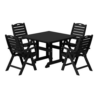 5 pc HDPE Square Patio Dining Table Set with Foldable Chairs